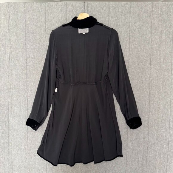 90s Vintage Kamellia by Desire Black Silk Blend Velvet Long Sleeve Mini Dress - Picture 4 of 11